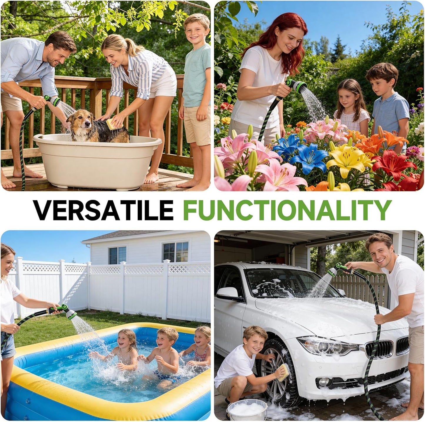 Expandable Garden Hose – Lightweight, Kink-Free Water Hose with Spray Nozzle for Lawn, Garden & Outdoor Use