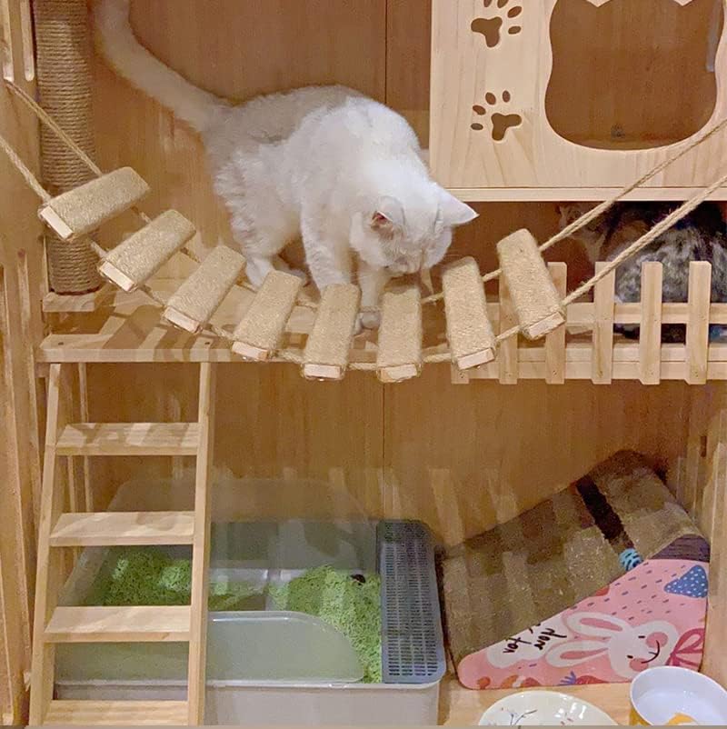 Cat Climbing Bridge & Rope Ladder – Wall-Mounted Scratching & Play Ramp for Indoor Cats