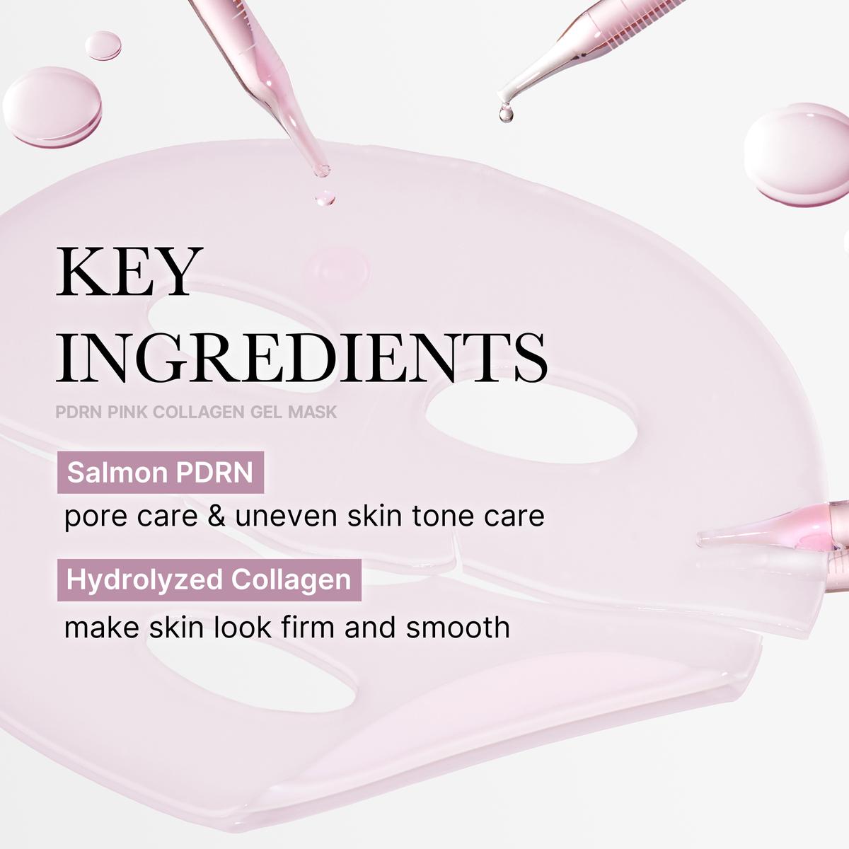 PDRN Pink Collagen Gel Mask (4 Sheets) – Salmon DNA, Color-Changing, Pink Glow Korean Skincare