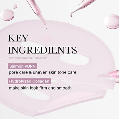 PDRN Pink Collagen Gel Mask (4 Sheets) – Salmon DNA, Color-Changing, Pink Glow Korean Skincare
