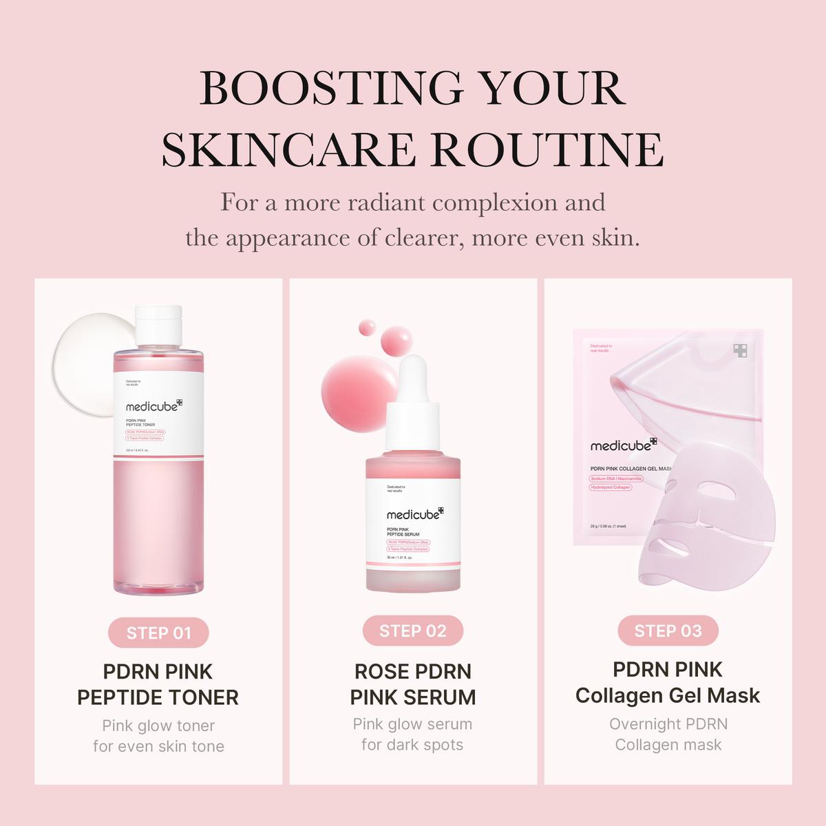 PDRN Pink Collagen Gel Mask (4 Sheets) – Salmon DNA, Color-Changing, Pink Glow Korean Skincare