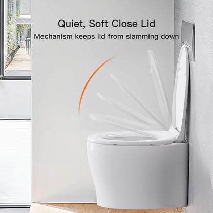 Soft Close Toilet Seat with Quick Release Hinges, Adjustable Top Fixing O Shape Toilet Seat, Easy Clean Anti-Slip White Seat for Standard Toilets