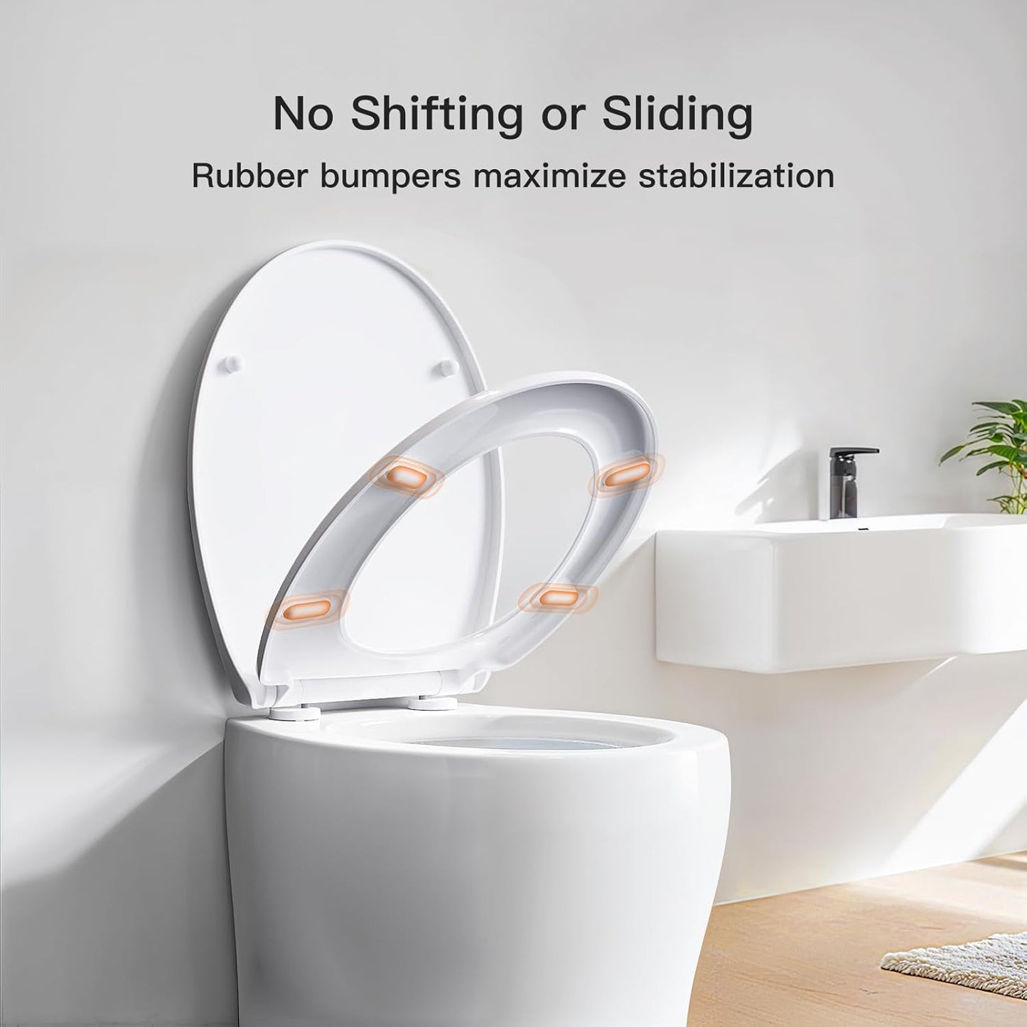 Soft Close Toilet Seat with Quick Release Hinges, Adjustable Top Fixing O Shape Toilet Seat, Easy Clean Anti-Slip White Seat for Standard Toilets