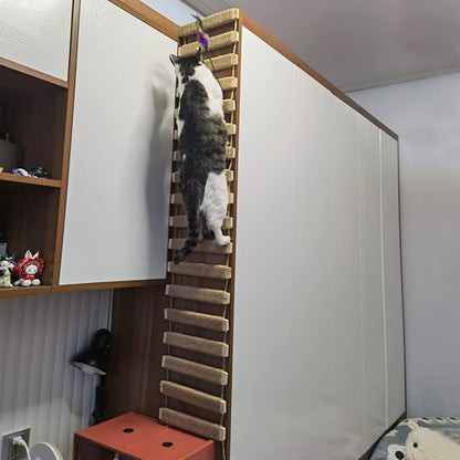 Cat Climbing Bridge & Rope Ladder – Wall-Mounted Scratching & Play Ramp for Indoor Cats