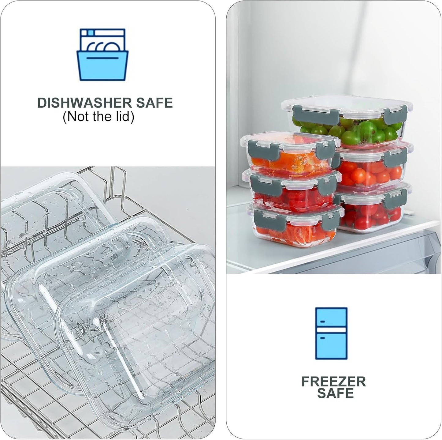 10 Pack Glass Food Storage Containers,  Leakproof Food Storage Set, Airtight Glass Lunch Boxes, Freezer, Oven, and Microwave Safe
