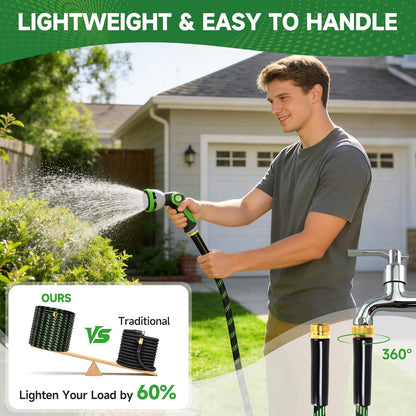 Expandable Garden Hose – Lightweight, Kink-Free Water Hose with Spray Nozzle for Lawn, Garden & Outdoor Use