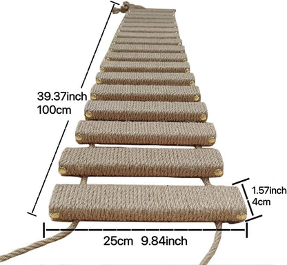 Cat Climbing Bridge & Rope Ladder – Wall-Mounted Scratching & Play Ramp for Indoor Cats