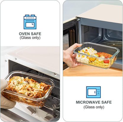 10 Pack Glass Food Storage Containers,  Leakproof Food Storage Set, Airtight Glass Lunch Boxes, Freezer, Oven, and Microwave Safe