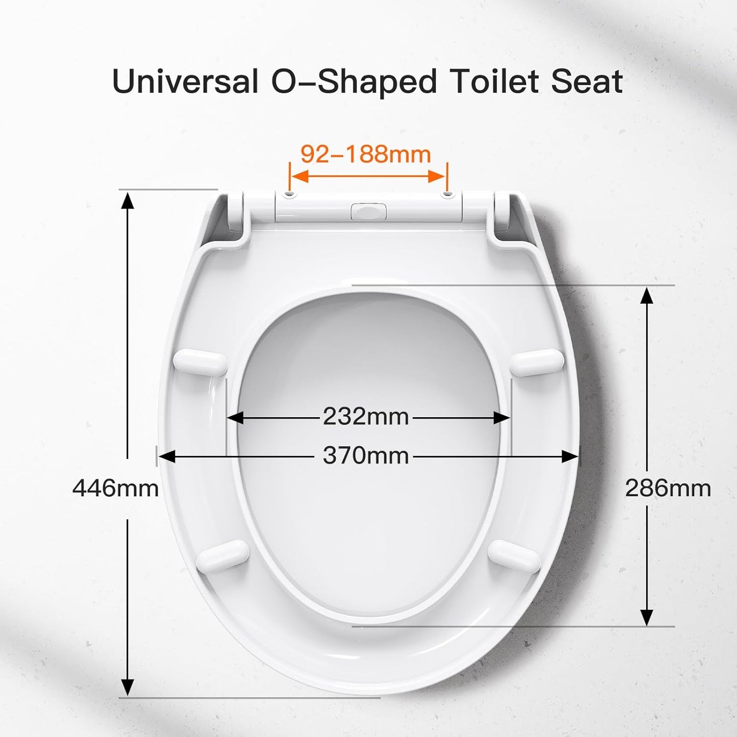 Soft Close Toilet Seat with Quick Release Hinges, Adjustable Top Fixing O Shape Toilet Seat, Easy Clean Anti-Slip White Seat for Standard Toilets