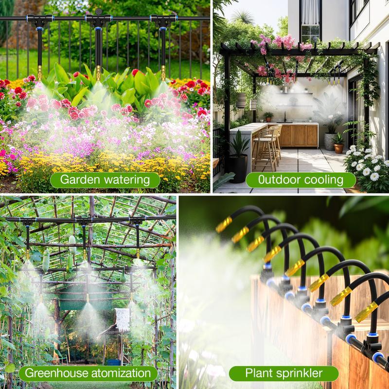 50FT Drip Irrigation System – Automatic Garden Watering Kit with Adjustable Copper Sprayers for Raised Beds, Greenhouses & Potted Plants