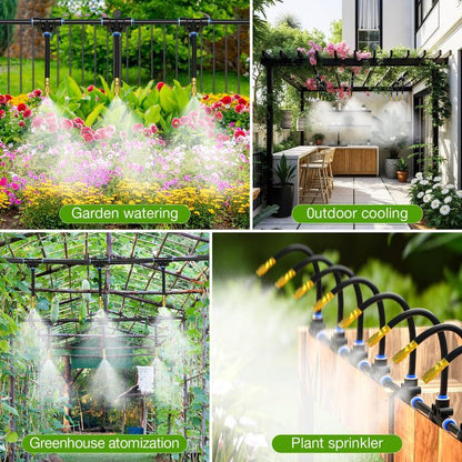 50FT Drip Irrigation System – Automatic Garden Watering Kit with Adjustable Copper Sprayers for Raised Beds, Greenhouses & Potted Plants