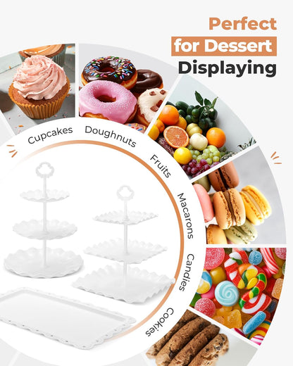 10PCS Dessert Table Display Set with Cupcake Stands & Serving Trays for Parties