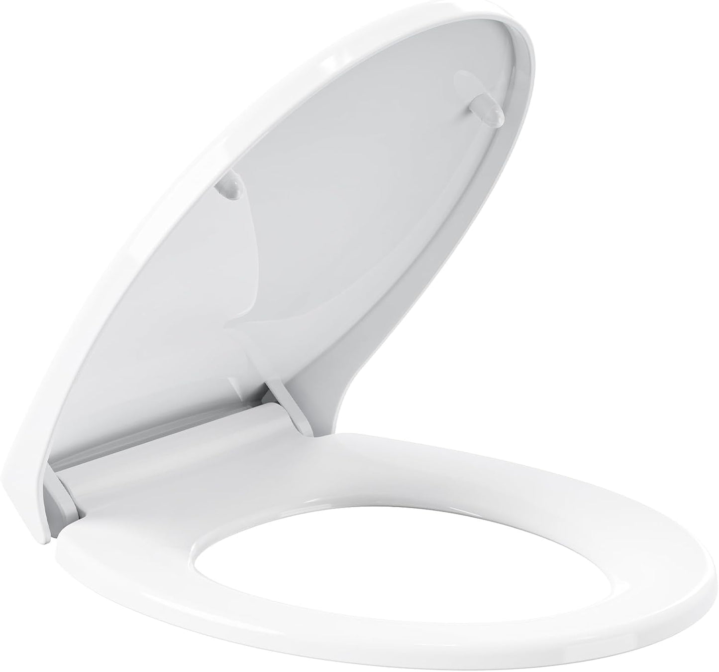 Soft Close Toilet Seat with Quick Release Hinges, Adjustable Top Fixing O Shape Toilet Seat, Easy Clean Anti-Slip White Seat for Standard Toilets