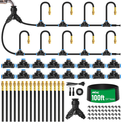 50FT Drip Irrigation System – Automatic Garden Watering Kit with Adjustable Copper Sprayers for Raised Beds, Greenhouses & Potted Plants